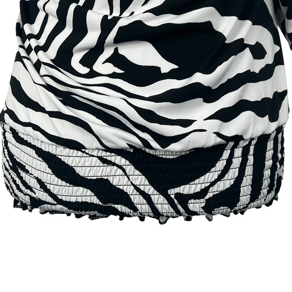 𝅺six DEGREES OF SEPARATION ZEBRA PRINT 3/4 SLEEVE ELASTIC WAIST BLOUSE‎ - Picture 6 of 11